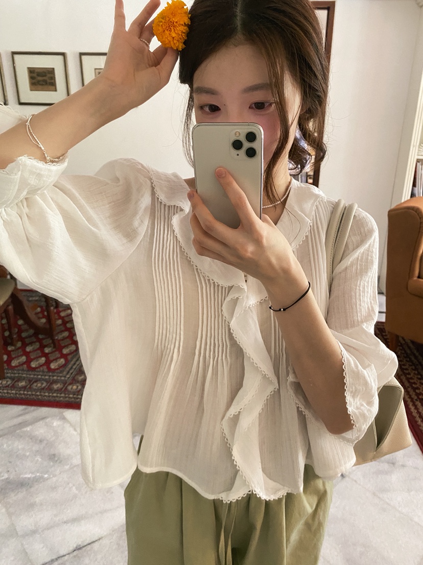 ERUME韓國直郵女士新款時尚26春夏休閑熱賣人氣襯衫蕾絲衫ERUME襯衫/蕾絲衫