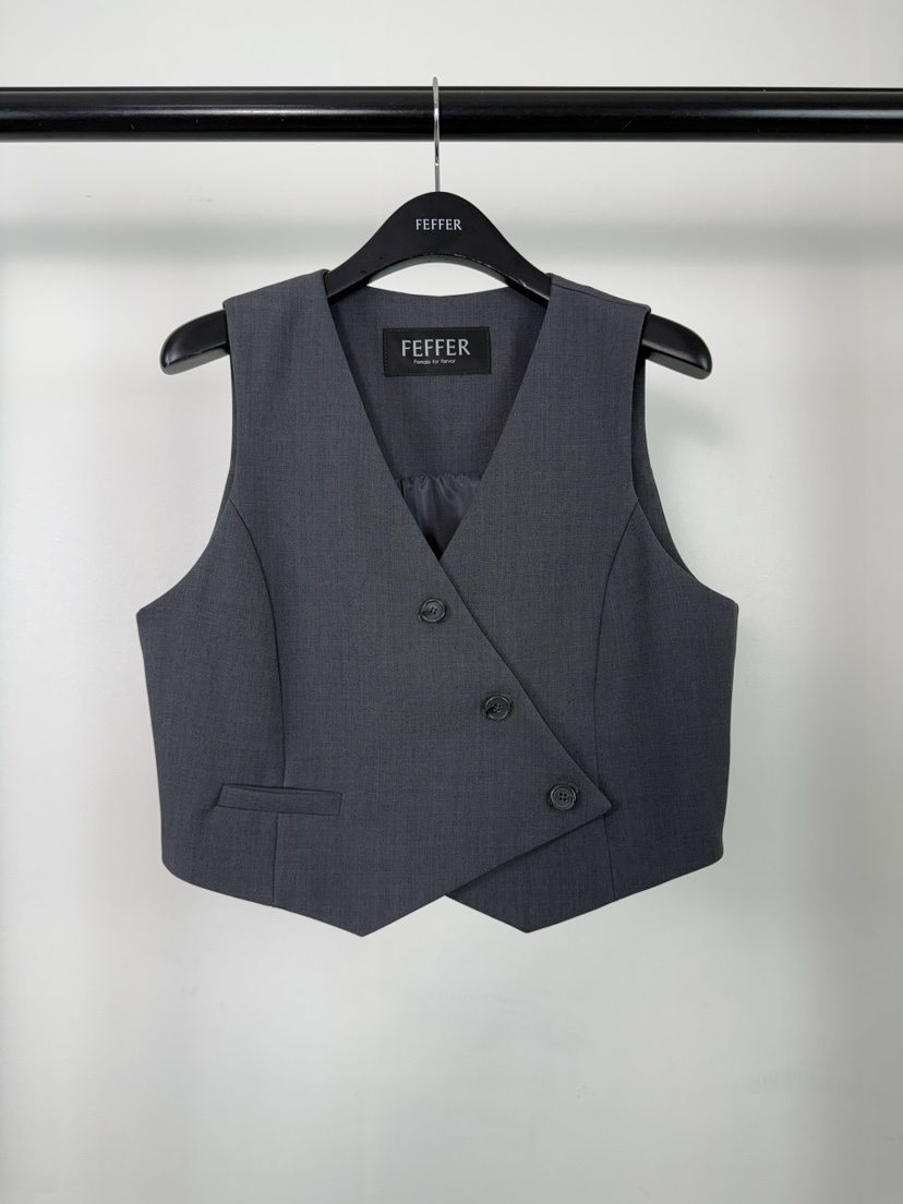 FEFFER韓國直郵女裝新品職業推薦休閑熱賣26春夏人氣馬甲FEFFER馬甲圖色1灰色