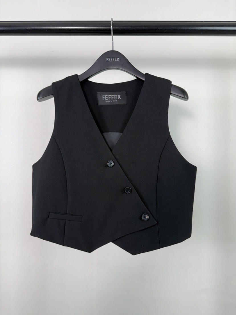 FEFFER韓國直郵女裝新品職業推薦休閑熱賣26春夏人氣馬甲FEFFER馬甲圖色2黑色