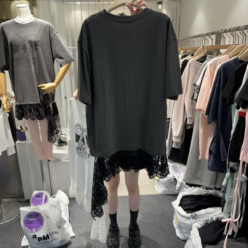 THE LOT韓國東大門直郵女士新款休閑推薦熱賣人氣T恤蕾絲THE LOT/	LOTT恤