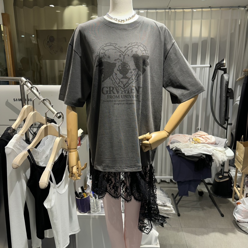 THE LOT韓國東大門直郵女士新款休閑推薦熱賣人氣T恤蕾絲THE LOT/	LOTT恤圖色3