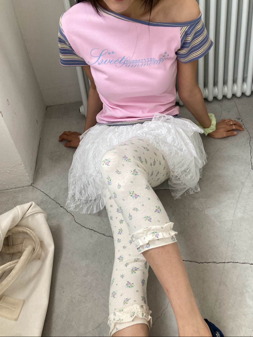 MORE THAN-P韓國東大門直郵女裝新品職業打底褲鯊魚褲花朵MORE THAN打底褲/鯊魚褲