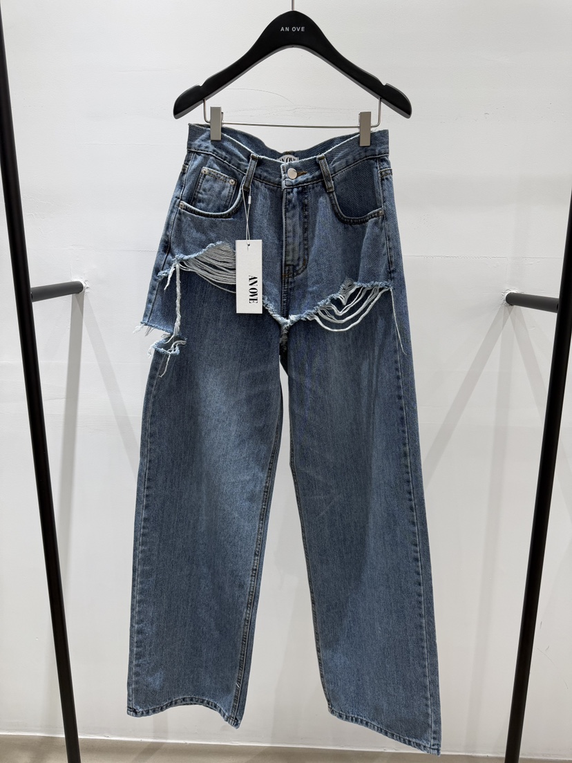 ANOVE韓國東大門直郵女裝新款26春夏時尚職業休閑牛仔褲疊穿ANOVE牛仔褲圖色1