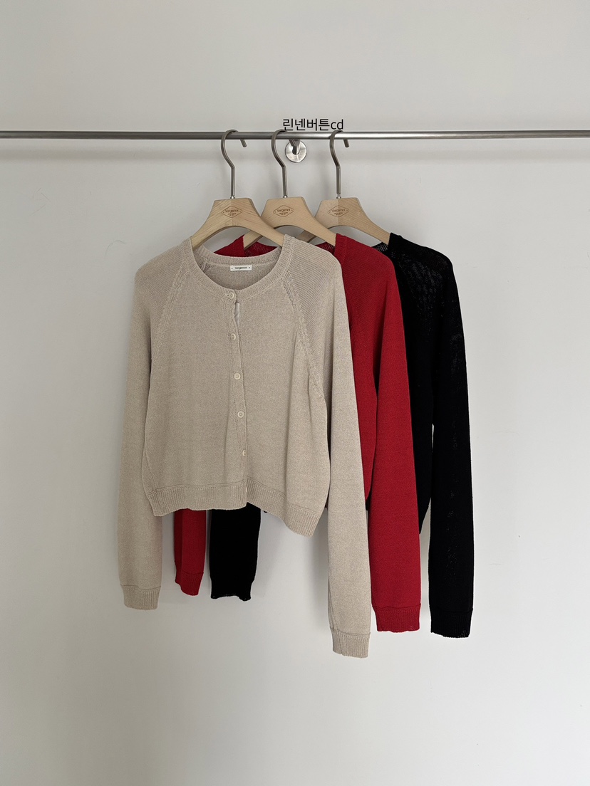 VERGAMOT韓國直郵女裝新款職業休閑熱賣針織衫亞麻開衫紐扣VERGAMOT針織衫