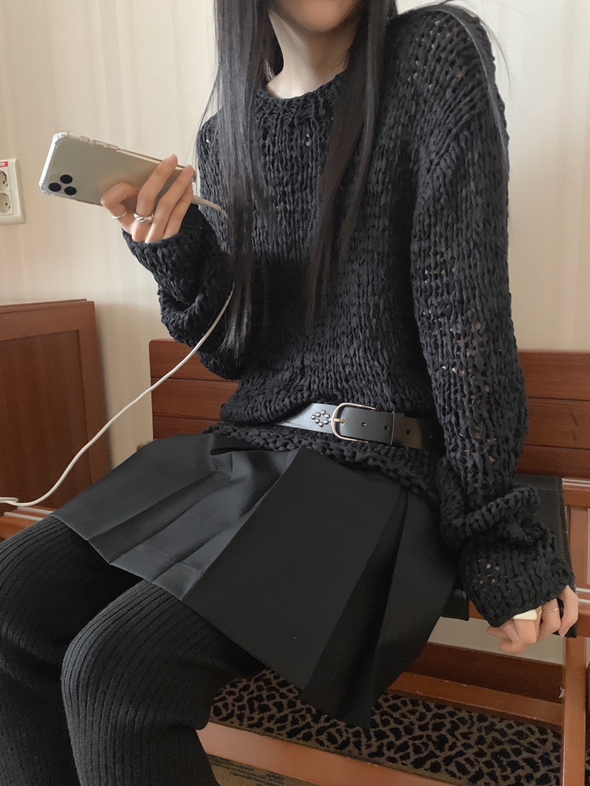 JKICHI韓國直郵實拍女士新款職業推薦針織衫不含腰帶手工JKICHI針織衫