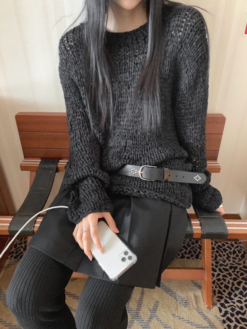 JKICHI韓國直郵實拍女士新款職業推薦針織衫不含腰帶手工JKICHI針織衫圖色3