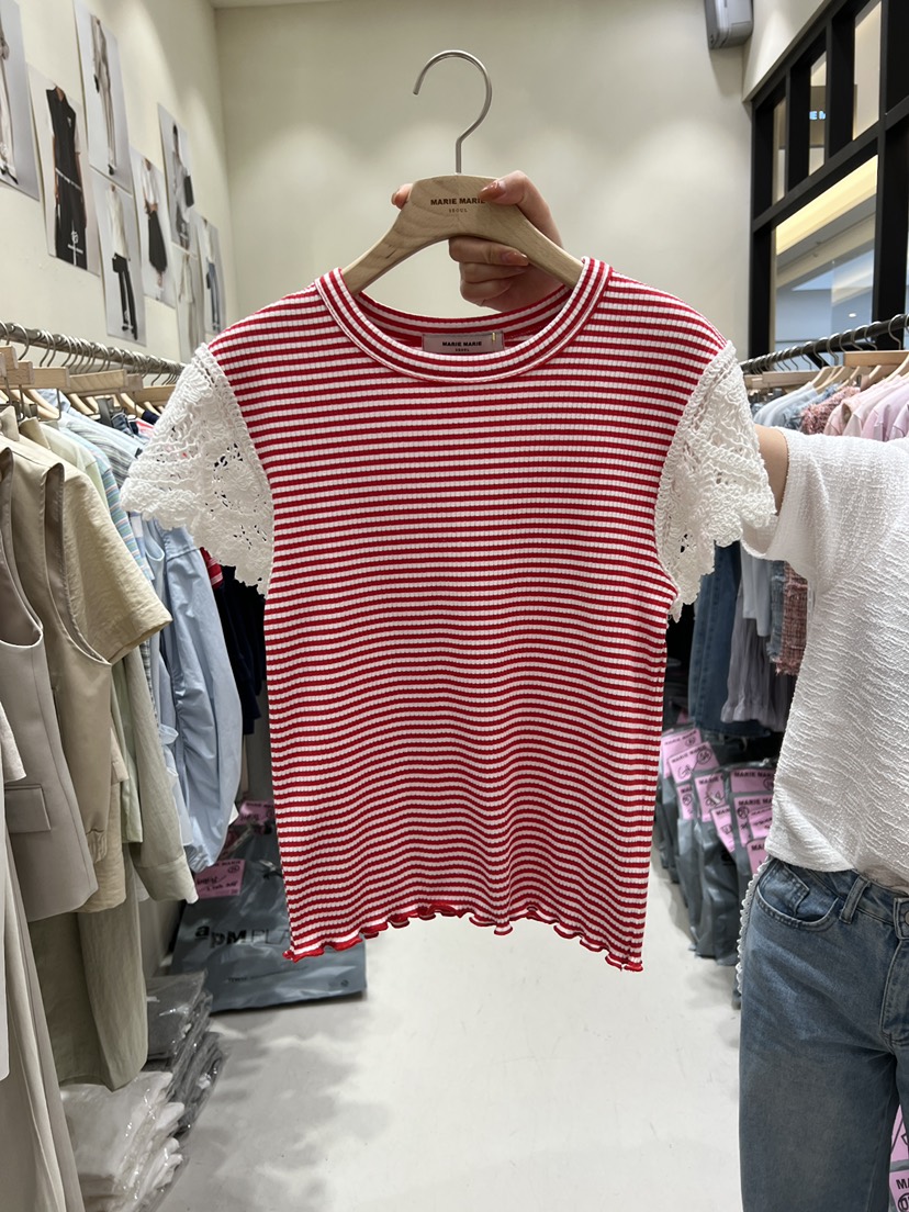 MARIE MARIE韓國直郵女士新款人氣休閑推薦時尚職業T恤條紋MARIE MARIET恤圖色1