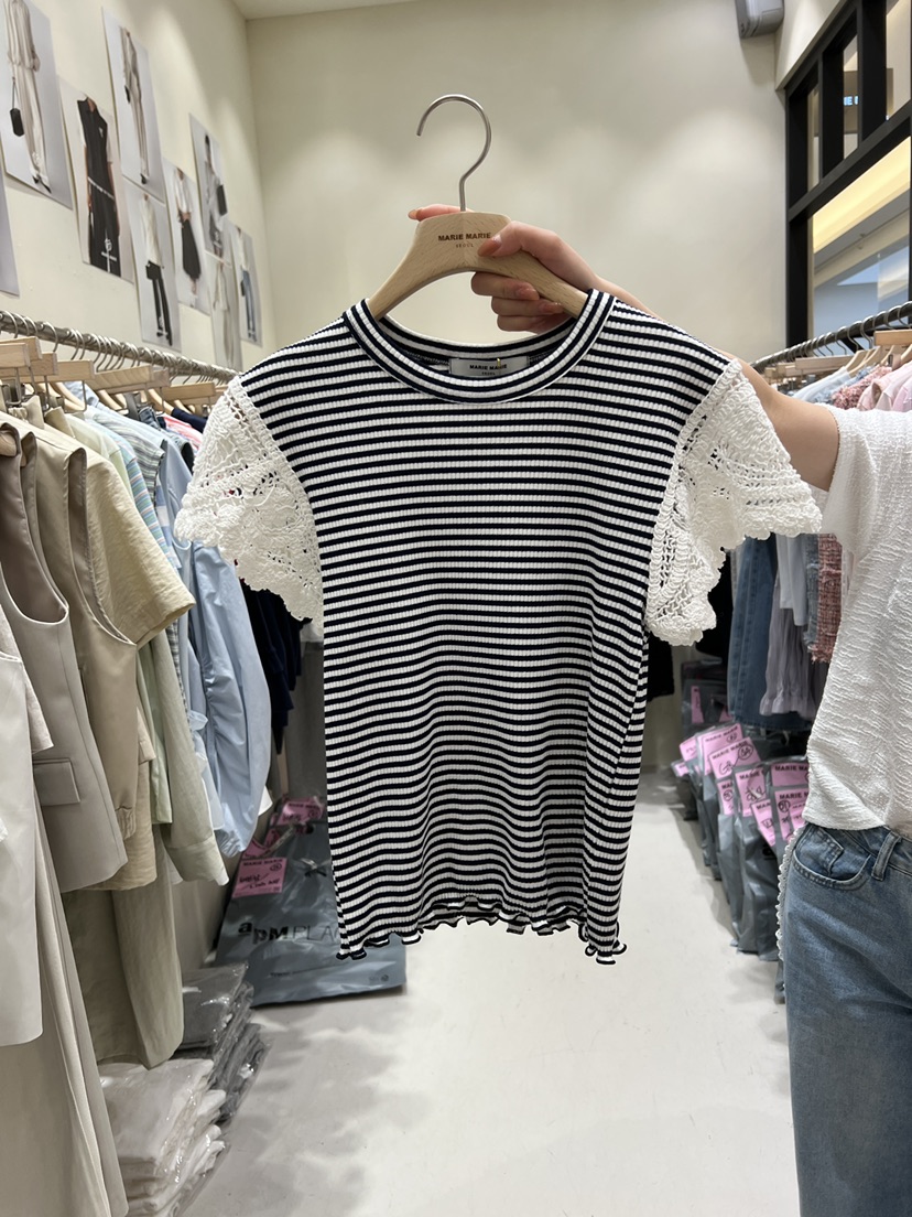 MARIE MARIE韓國直郵女士新款人氣休閑推薦時尚職業T恤條紋MARIE MARIET恤圖色2