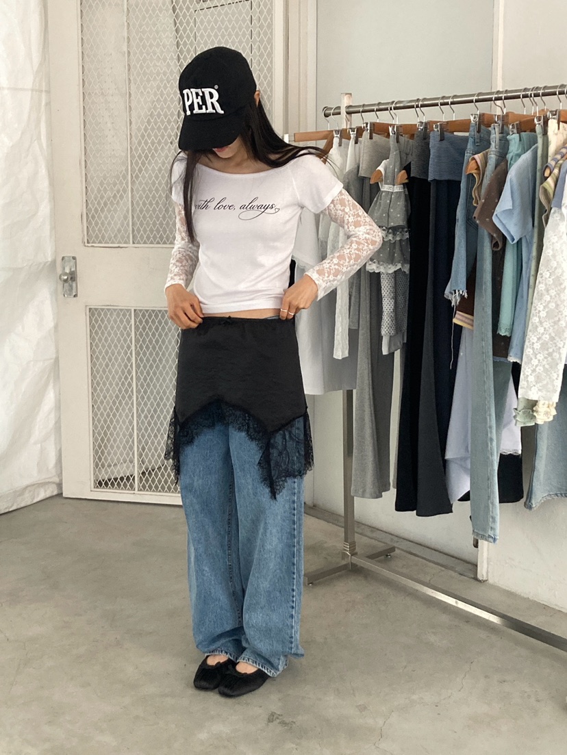 MORE THAN-P韓國東大門代購女裝新款熱賣長袖T恤假兩件MORE THAN長袖T恤