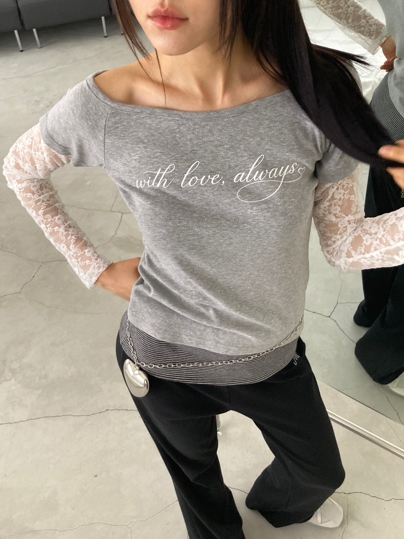 MORE THAN-P韓國東大門代購女裝新款熱賣長袖T恤假兩件MORE THAN長袖T恤