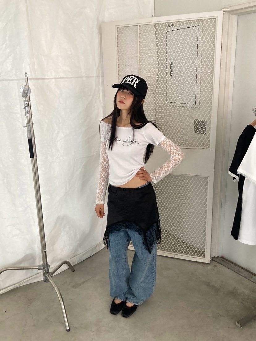 MORE THAN-P韓國東大門代購女裝新款熱賣長袖T恤假兩件MORE THAN長袖T恤