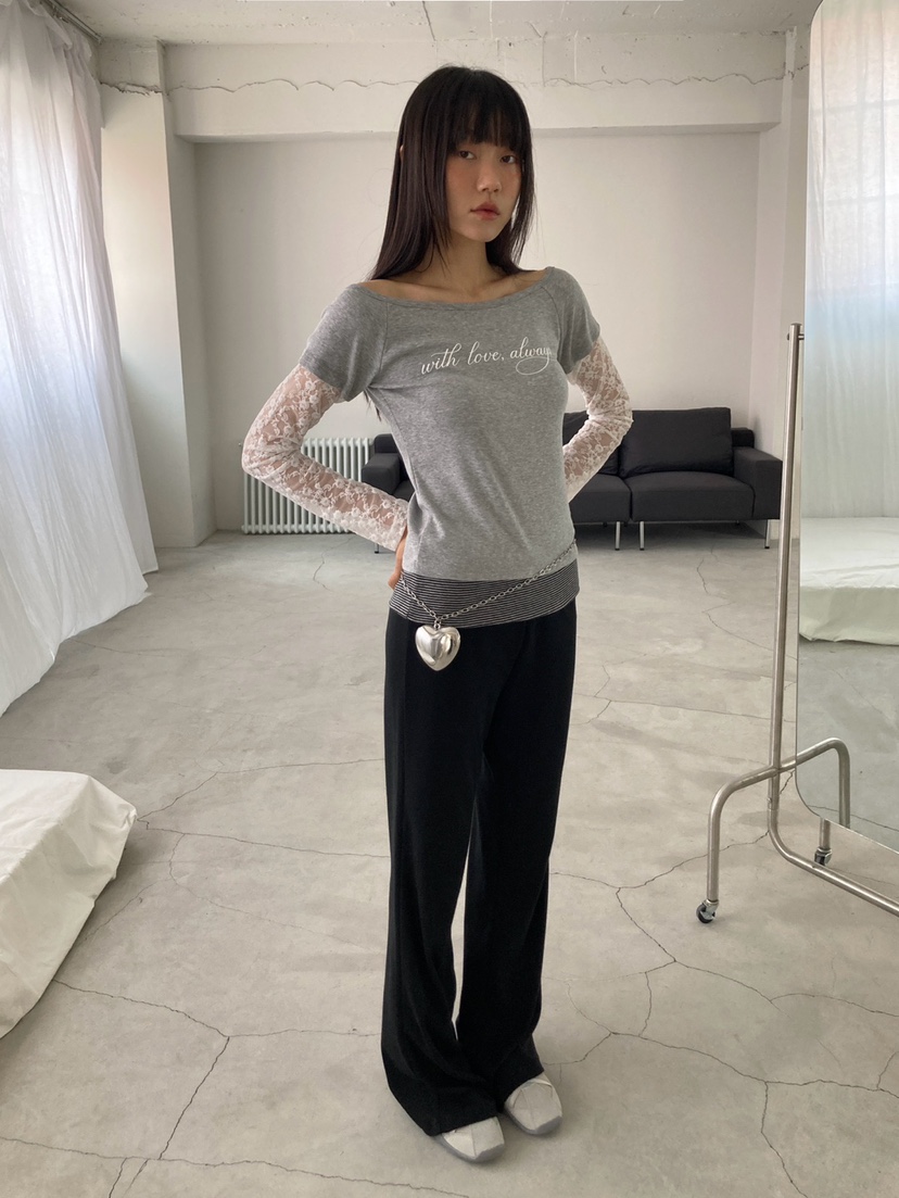 MORE THAN-P韓國東大門代購女裝新款熱賣長袖T恤假兩件MORE THAN長袖T恤