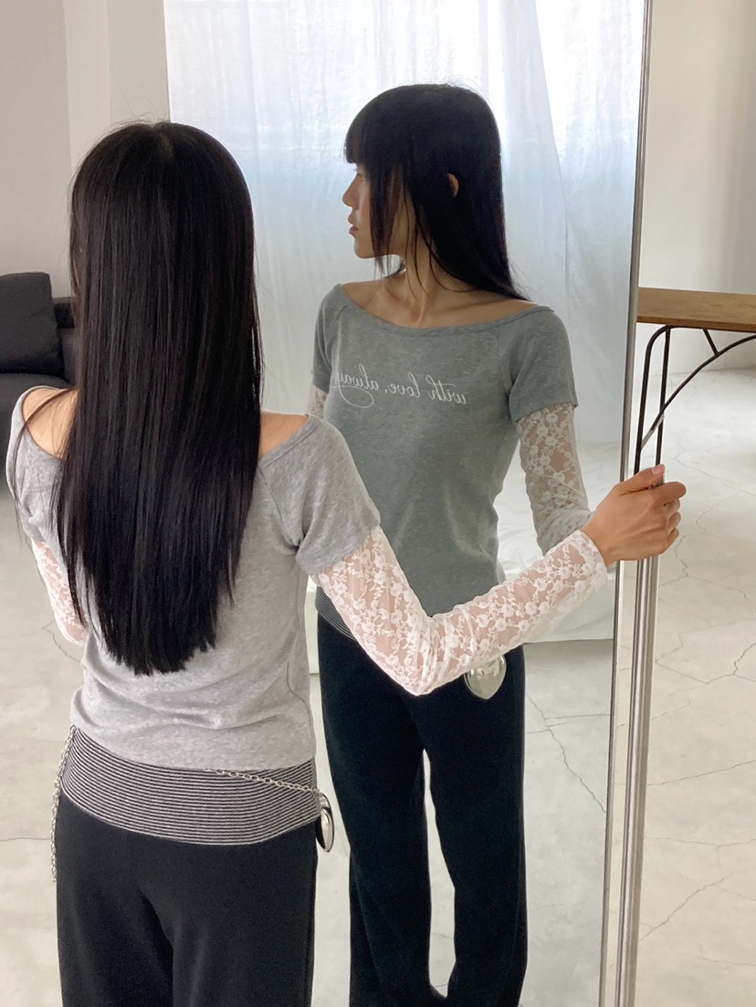 MORE THAN-P韓國東大門代購女裝新款熱賣長袖T恤假兩件MORE THAN長袖T恤