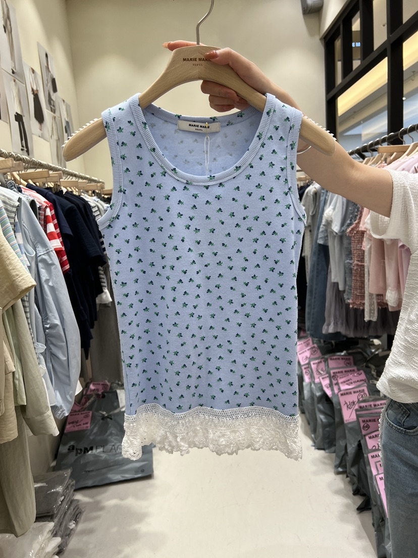 MARIE MARIE韓國代購女士新款26春夏吊帶背心小碎花蕾絲MARIE MARIE吊帶/背心圖色1