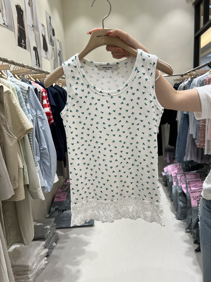 MARIE MARIE韓國代購女士新款26春夏吊帶背心小碎花蕾絲MARIE MARIE吊帶/背心圖色2