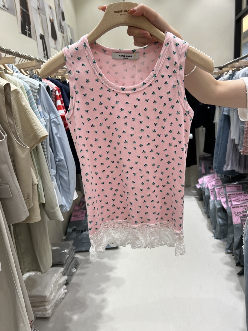 MARIE MARIE韓國代購女士新款26春夏吊帶背心小碎花蕾絲MARIE MARIE吊帶/背心圖色3