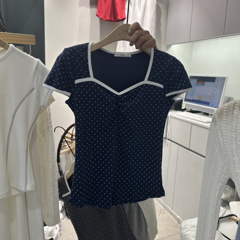 UNA/THE MAY韓國直郵實拍女裝新品推薦職業26春夏熱賣T恤THEMAY/UNAT恤圖色3深藍色