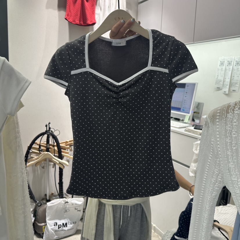 UNA/THE MAY韓國直郵實拍女裝新品推薦職業26春夏熱賣T恤THEMAY/UNAT恤圖色4墨色