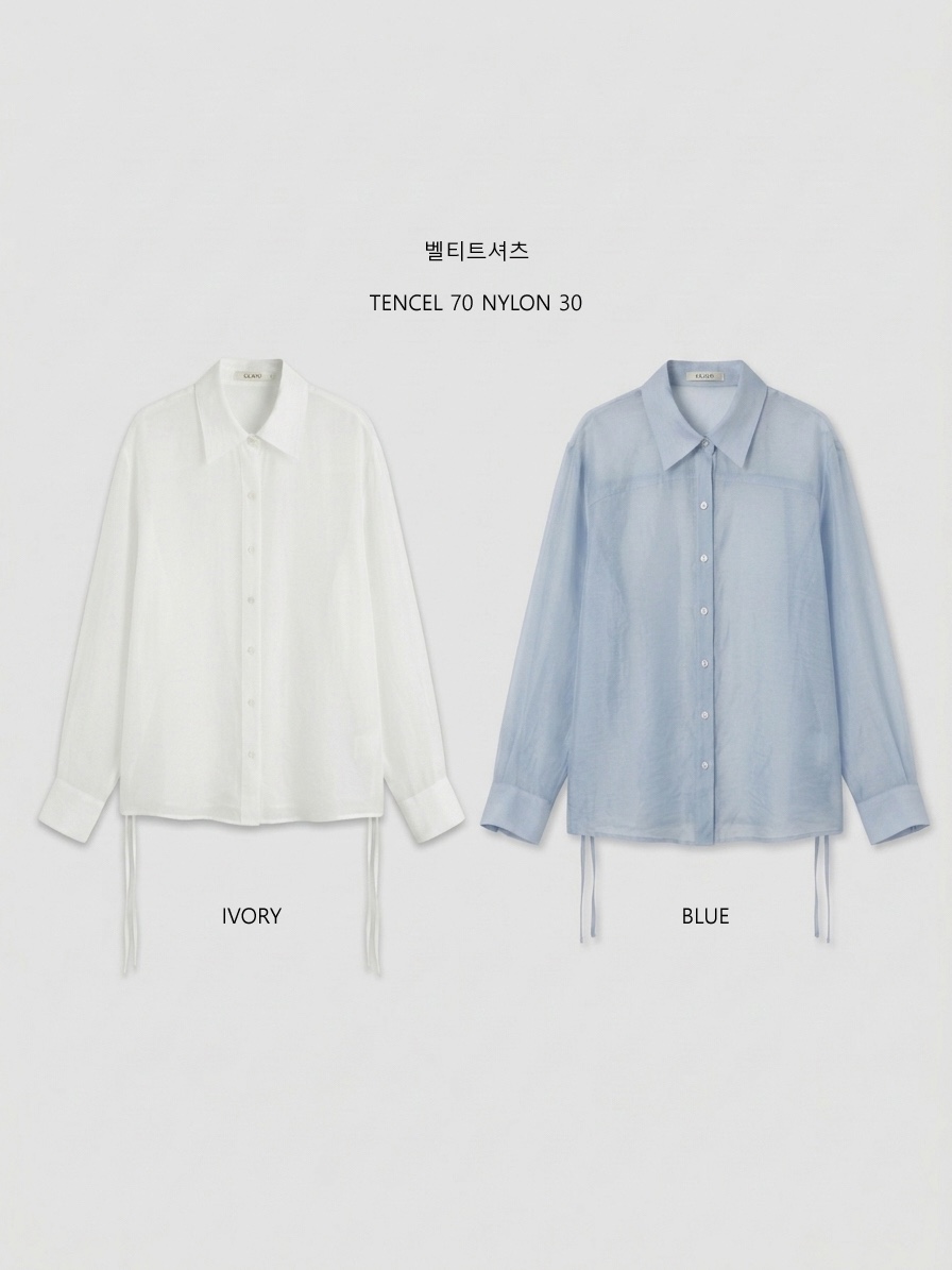 CLAFO韓國直郵女士新品人氣職業推薦襯衫蕾絲衫含腰繩系帶CLAFO襯衫/蕾絲衫