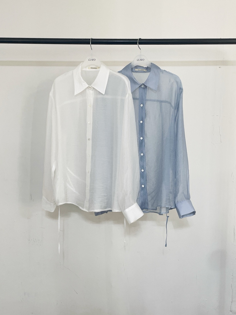 CLAFO韓國直郵女士新品人氣職業推薦襯衫蕾絲衫含腰繩系帶CLAFO襯衫/蕾絲衫