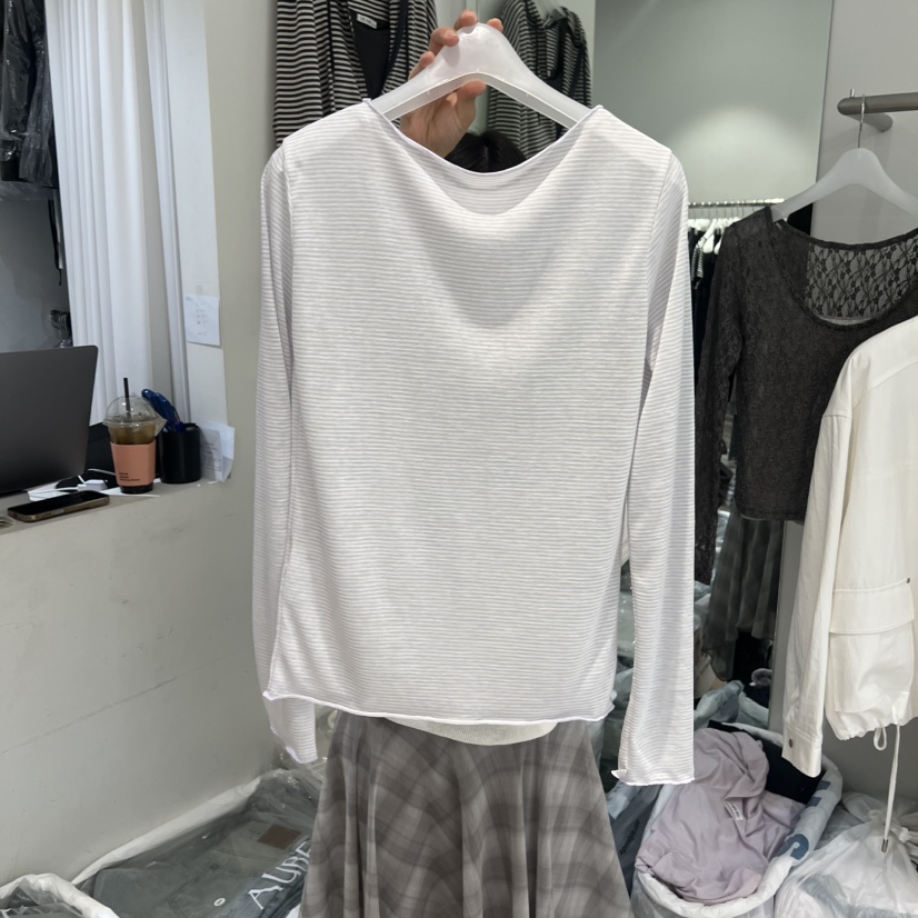 AUBE韓國東大門直郵女裝新款人氣熱賣推薦時尚長袖T恤兩面穿AUBE長袖T恤