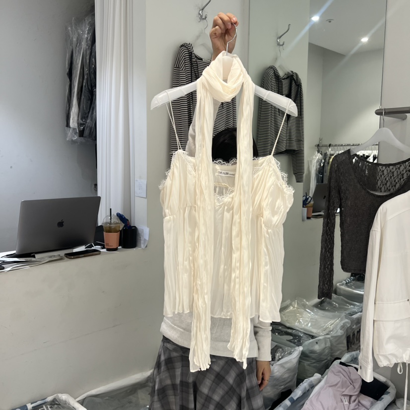 AUBE韓國東大門直郵女裝新品熱賣職業推薦吊帶背心含飄帶AUBE吊帶/背心圖色1