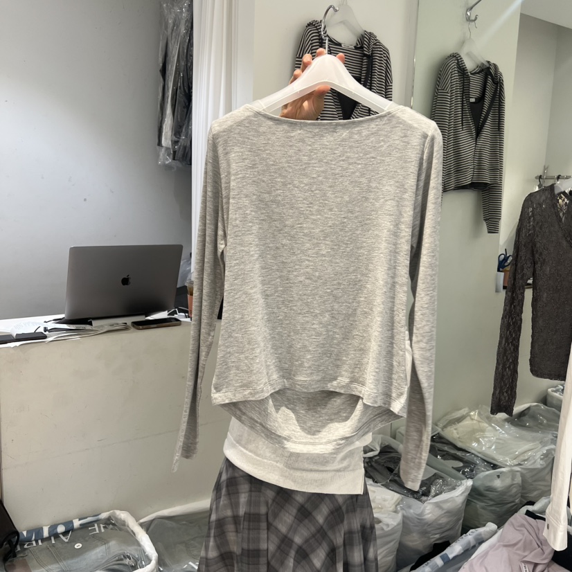 AUBE韓國東大門代購女士新品休閑熱賣職業26春夏推薦長袖T恤AUBE長袖T恤