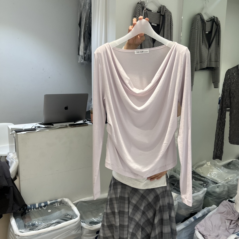 AUBE韓國東大門代購女士新品休閑熱賣職業26春夏推薦長袖T恤AUBE長袖T恤圖色2