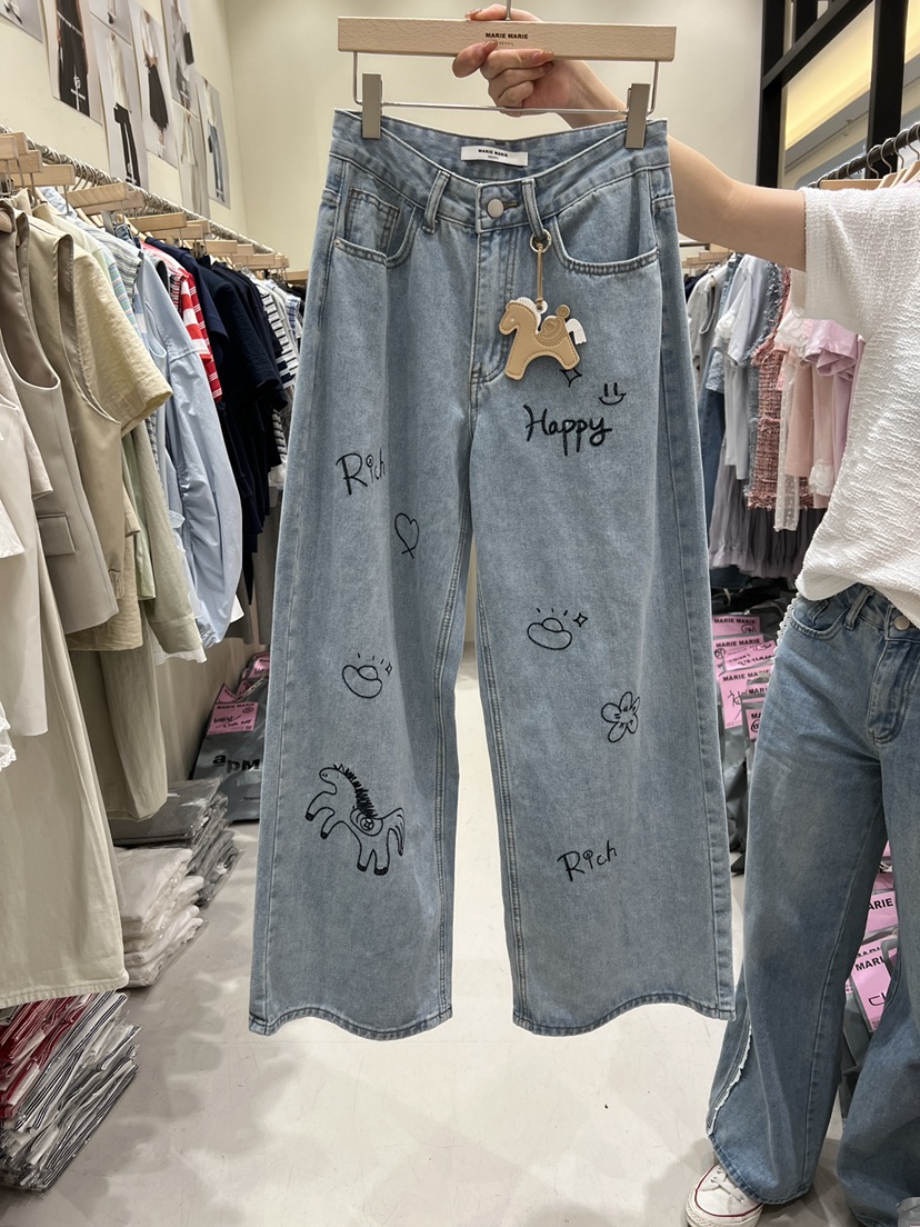 MARIE MARIE韓國直郵實拍女士新品休閑26春夏牛仔褲不含配飾MARIE MARIE牛仔褲圖色1