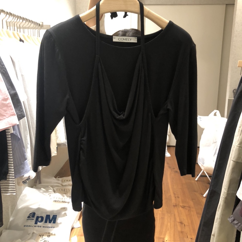 COMELY韓國代購女裝新款休閑職業推薦人氣時尚熱賣T恤假兩件COMELYT恤圖色2