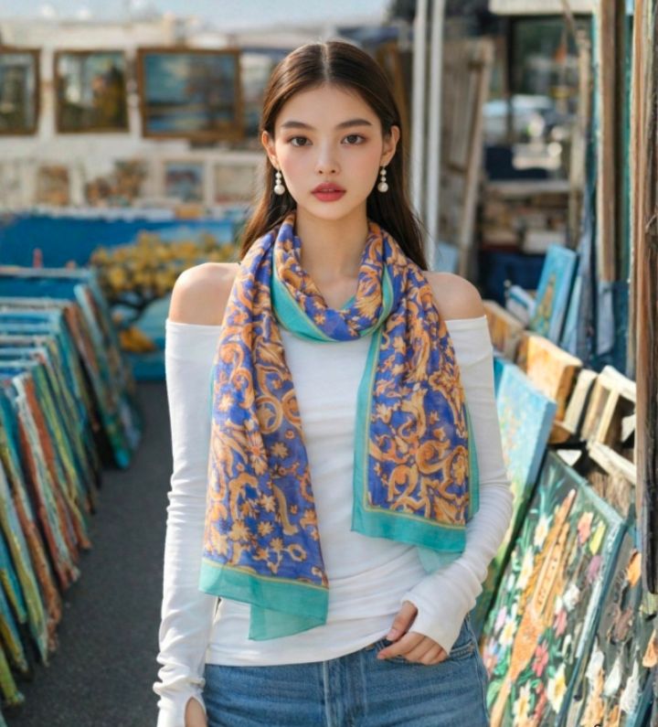 EBADA韓國直郵實拍女裝新品職業熱賣26春夏推薦圍巾披肩亞麻EBADA圍巾/披肩