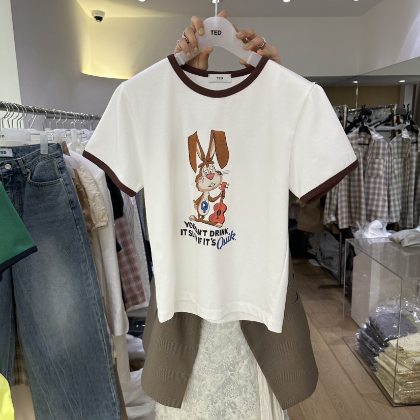 TED韓國東大門代購女裝新品推薦熱賣26春夏職業T恤兔子復古TEDT恤圖色1