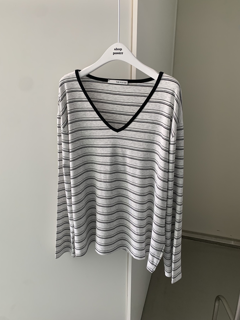 SHOP POSTER韓國直郵女裝新款時尚職業人氣休閑針織衫條紋SHOP_POSTER針織衫圖色1