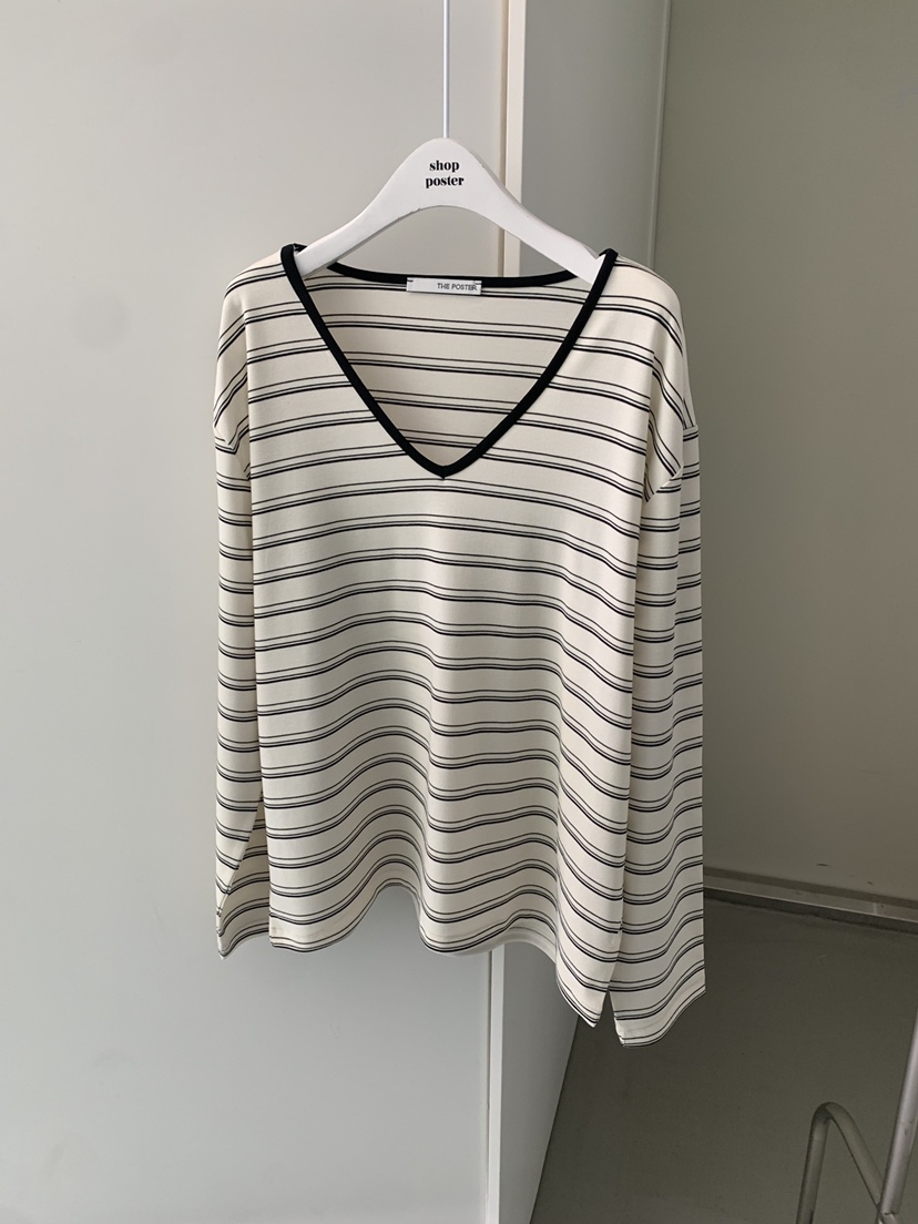 SHOP POSTER韓國直郵女裝新款時尚職業人氣休閑針織衫條紋SHOP_POSTER針織衫圖色2
