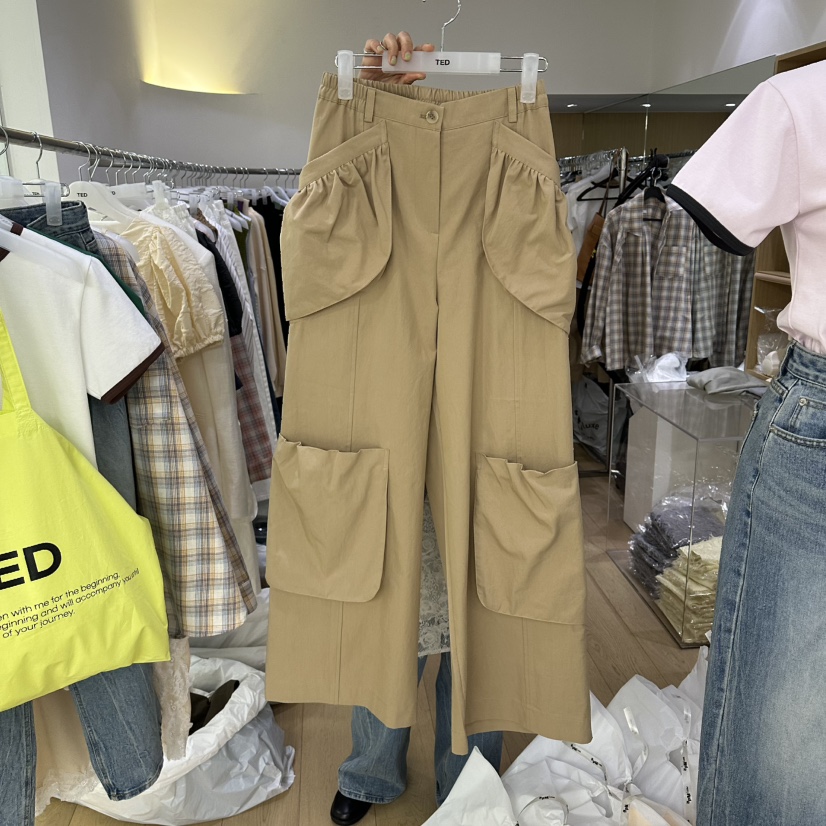 TED韓國代購女裝新品人氣時尚休閑職業推薦26春夏休閑褲口袋TED休閑褲圖色1