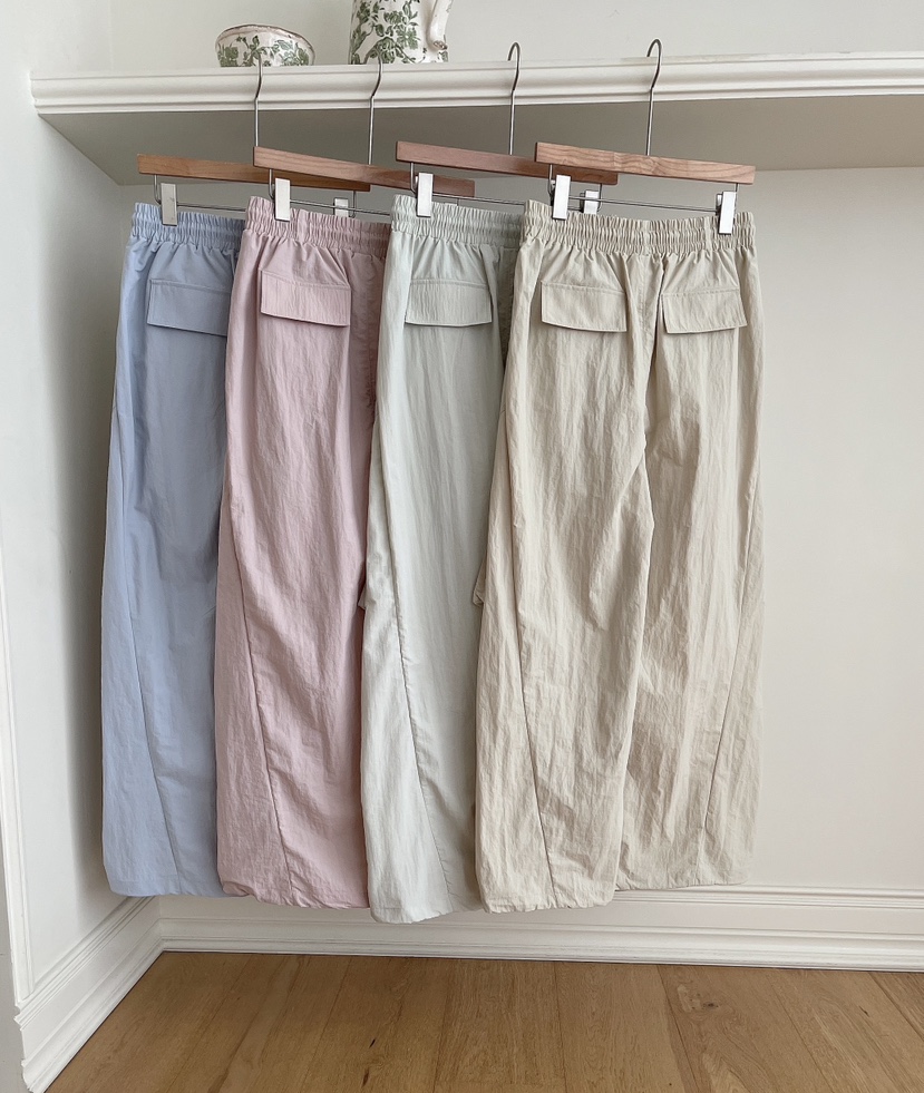 MINIQUEENS韓國直郵實拍女士新款26春夏休閑褲防風衣口袋MINIQUEENS休閑褲