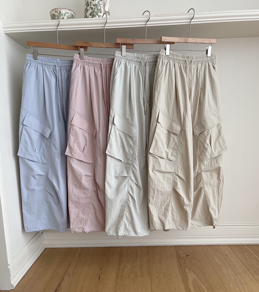 MINIQUEENS韓國直郵實拍女士新款26春夏休閑褲防風衣口袋MINIQUEENS休閑褲圖色4