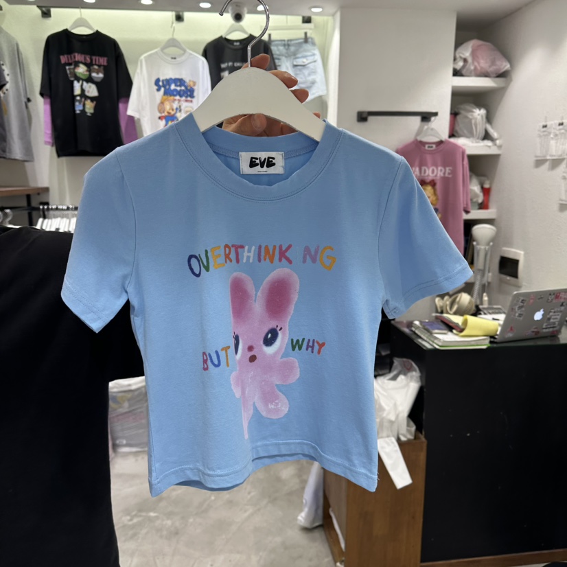 EVE韓國東大門直郵女裝新款休閑推薦時尚熱賣人氣T恤兔子EVET恤圖色2