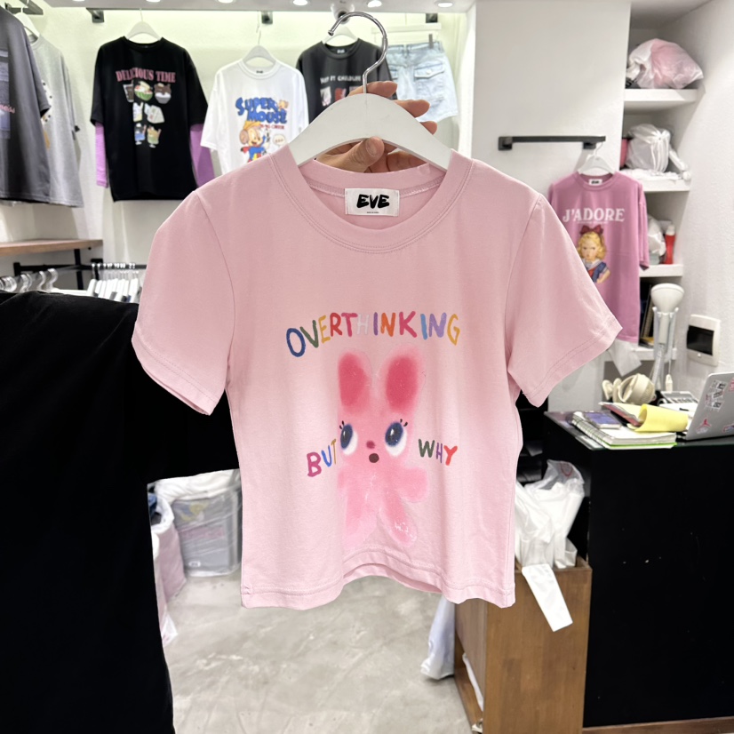 EVE韓國東大門直郵女裝新款休閑推薦時尚熱賣人氣T恤兔子EVET恤圖色3