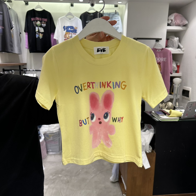 EVE韓國東大門直郵女裝新款休閑推薦時尚熱賣人氣T恤兔子EVET恤圖色4