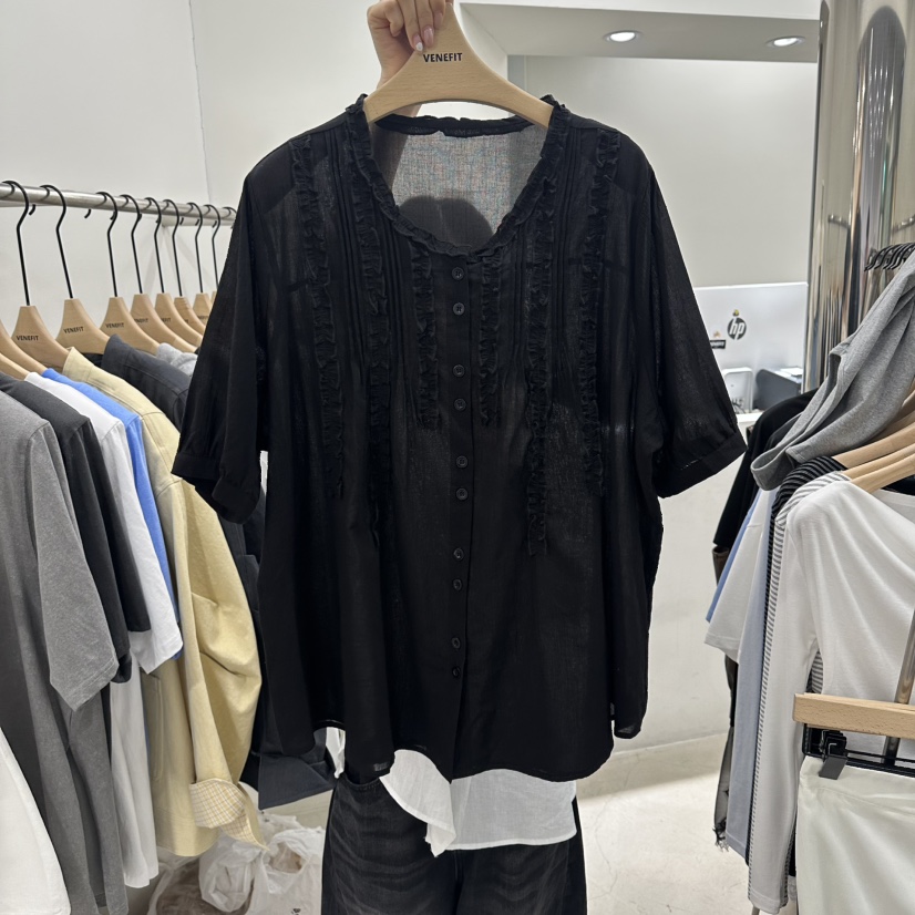 VENEFIT韓國代購女裝新品推薦職業熱賣26春夏休閑襯衫蕾絲衫VENEFIT/JENNIE襯衫/蕾絲衫圖色2