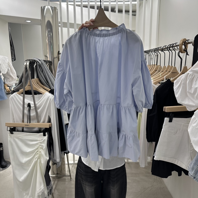 VENEFIT韓國直郵女士新品休閑推薦人氣熱賣職業襯衫蕾絲衫VENEFIT/JENNIE襯衫/蕾絲衫