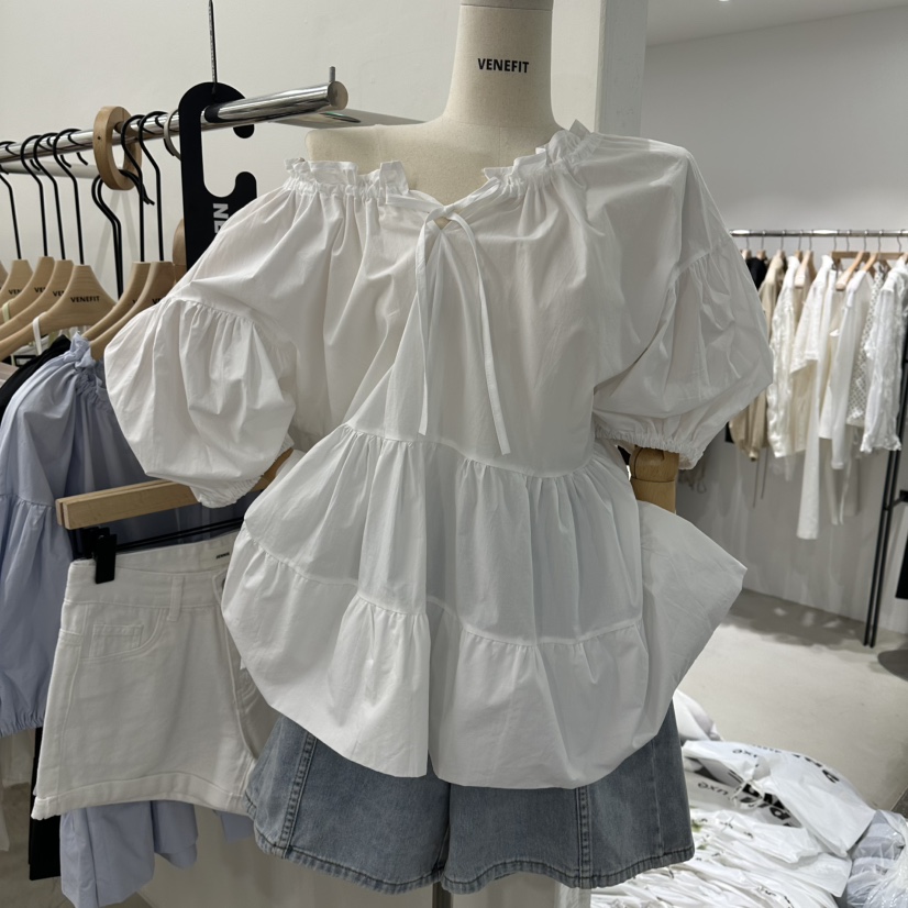 VENEFIT韓國直郵女士新品休閑推薦人氣熱賣職業襯衫蕾絲衫VENEFIT/JENNIE襯衫/蕾絲衫圖色1