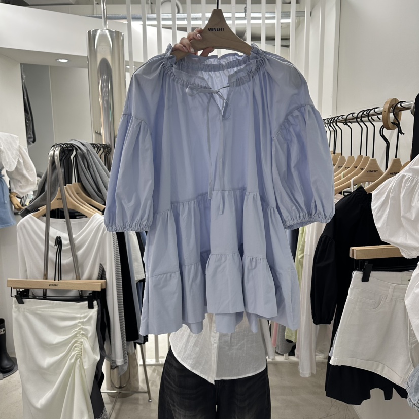 VENEFIT韓國直郵女士新品休閑推薦人氣熱賣職業襯衫蕾絲衫VENEFIT/JENNIE襯衫/蕾絲衫圖色2