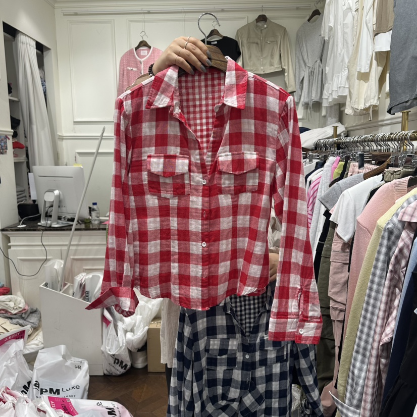 J.RITZY韓國代購女裝新品時尚休閑職業熱賣襯衫蕾絲衫格子J.RITZY襯衫/蕾絲衫圖色1