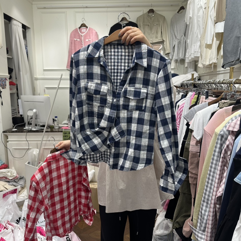 J.RITZY韓國代購女裝新品時尚休閑職業熱賣襯衫蕾絲衫格子J.RITZY襯衫/蕾絲衫圖色2