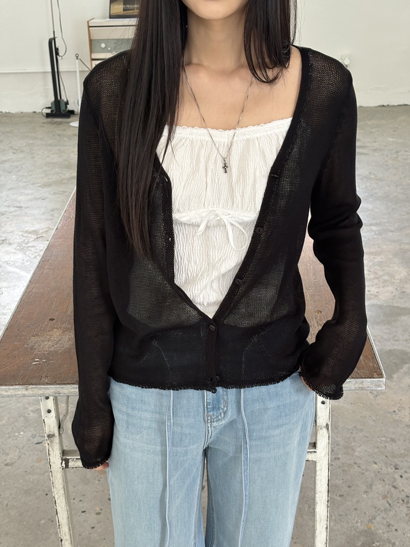 Verbena韓國直郵女裝新款人氣26春夏熱賣職業針織衫亞麻開衫Verbena針織衫