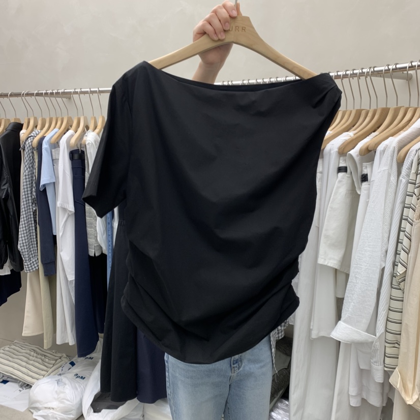 MURR韓國東大門代購女士新款職業熱賣時尚襯衫蕾絲衫不對稱MURR襯衫/蕾絲衫圖色2