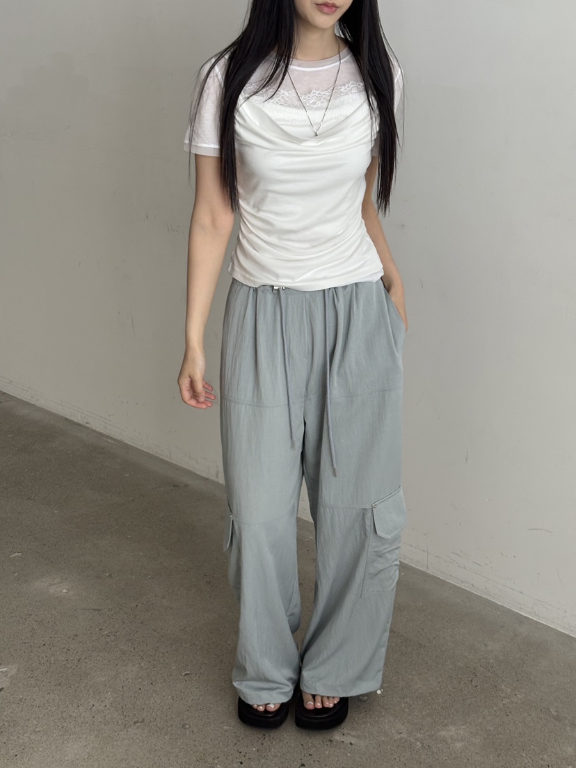 Verbena韓國代購女士新款時尚休閑推薦熱賣休閑褲工裝褲撞色Verbena休閑褲