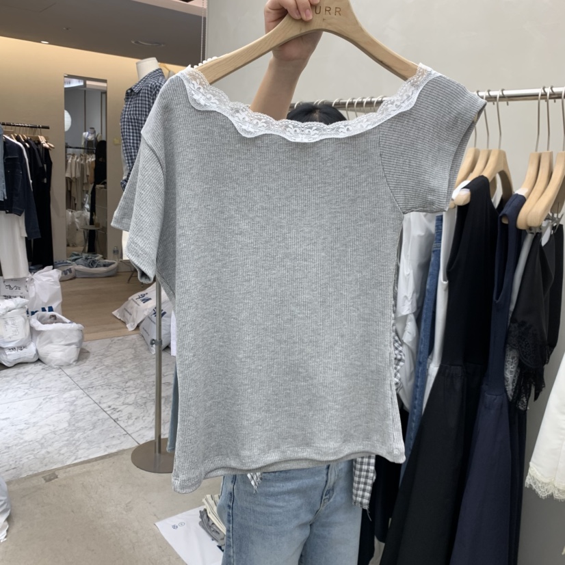 MURR韓國東大門直郵女裝新品人氣時尚26春夏T恤不對稱修身MURRT恤圖色1